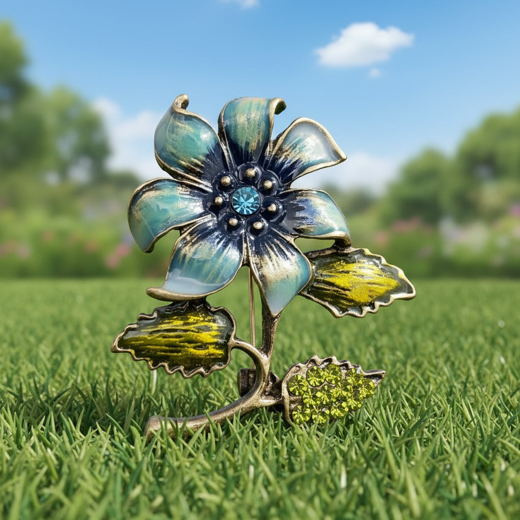 Mid-Century Modern-Inspired Enamel Flower Brooch