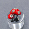 Enamel Double Mushroom Brooch Inlaid with Rhinestone