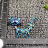 Enamel Funny Bow Cat Brooch: Blue