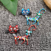 Enamel Funny Bow Cat Brooch: Blue