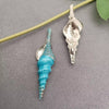 Inlaid Rhinestone Enamel Conch Brooch: Blue