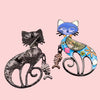 Enamel Fishbone Charm Cat Brooch