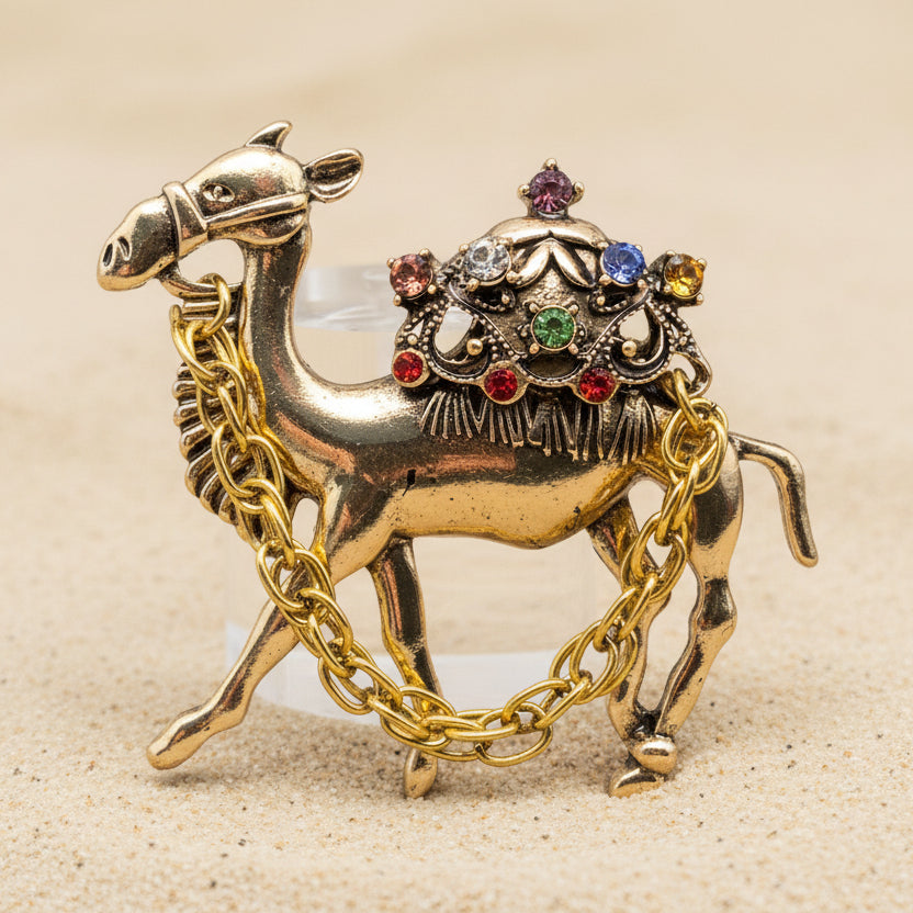 Designer-Inspired Rhinestone Inlaid Camel Brooch