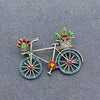 Enamel Flower Rhinestone Bicycle Brooch: Blue
