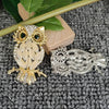 Rhinestone Owl Brooch: Silver
