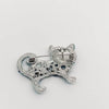 Enamel Cat Rhinestone Brooch - Blue