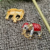 Enamel Elephant Brooch: Green