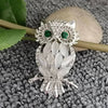 Rhinestone Owl Brooch: Silver