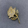 Golden Rhinestone Rose Brooch