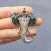 Vintage Indian Style Enamel Elephant Head Brooch
