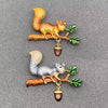 Enamel Squirrel Picking Nut Brooch: Brown