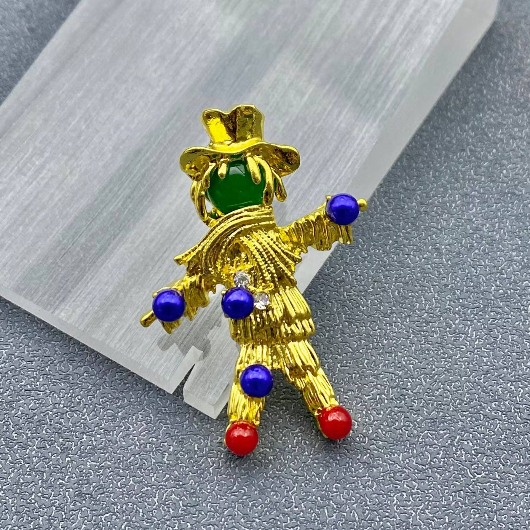Colorful Golden Scarecrow Brooch