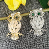 Rhinestone Owl Brooch: Silver