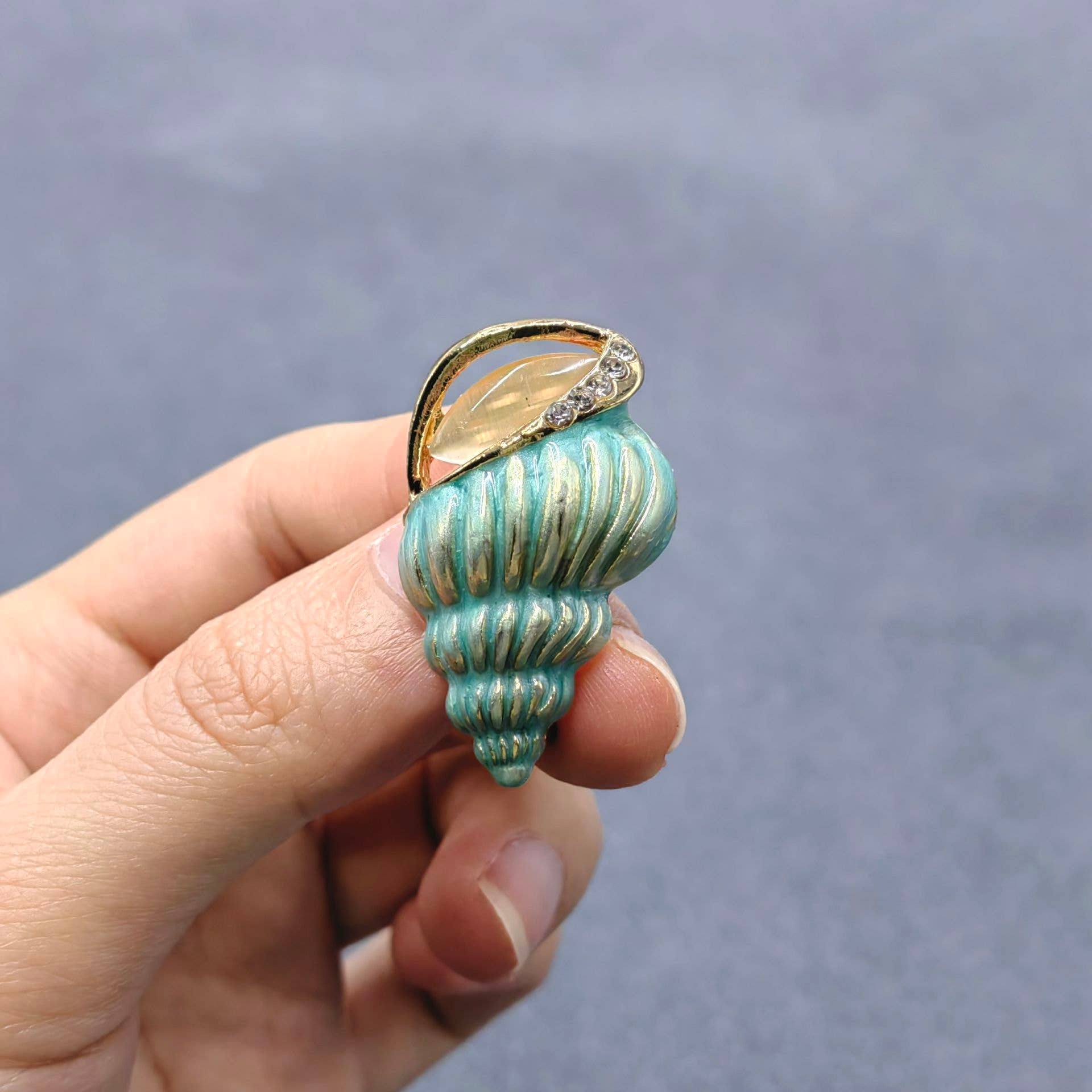 Enamel Conch Brooch