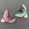 Enamel Hummingbird Brooch: Purple