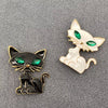 Enamel Black & White Cat Brooch: Black