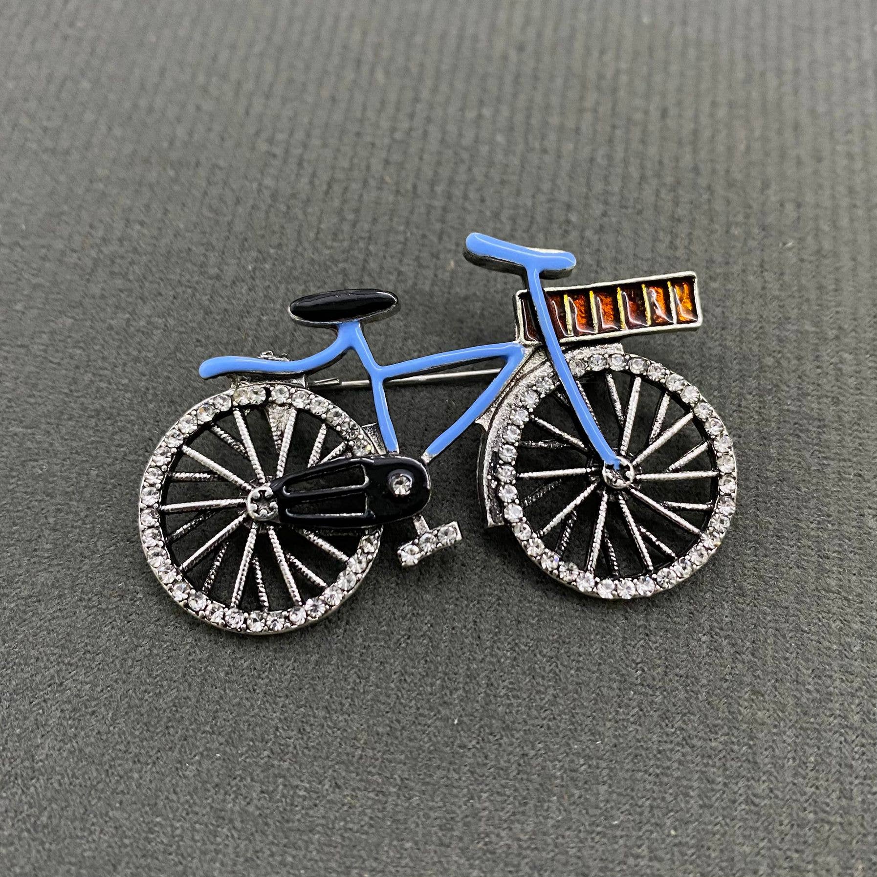 Rhinestone Bicycle Brooch: Blue