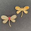 Rhinestone Dragonfly Brooch Clothes Pin: Red