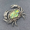 Abalone Shell Silver Tone Crab Brooch