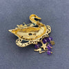 Blue Enamel Golden Swan Brooch