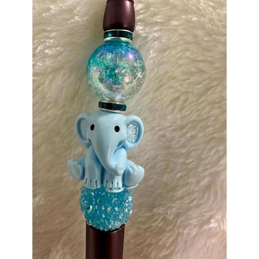 Baby Blue Elephant Beaded Pen