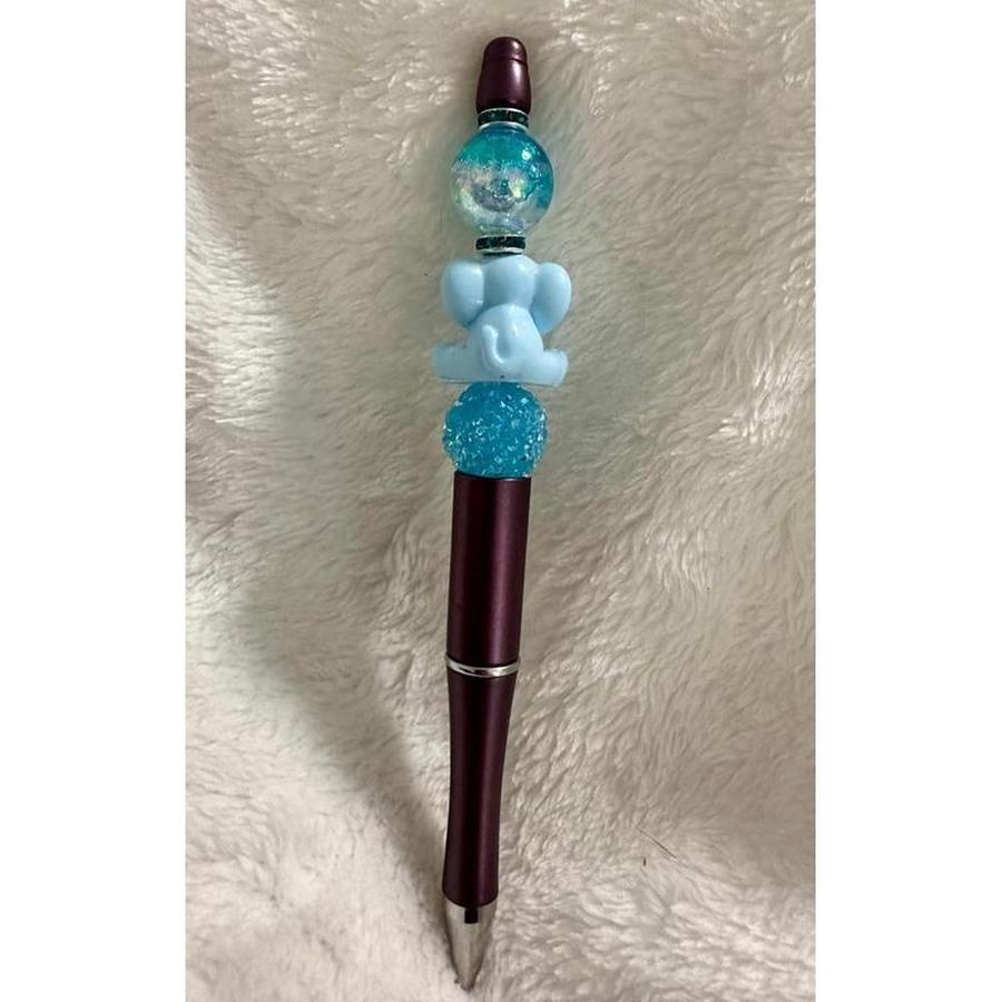 Baby Blue Elephant Beaded Pen