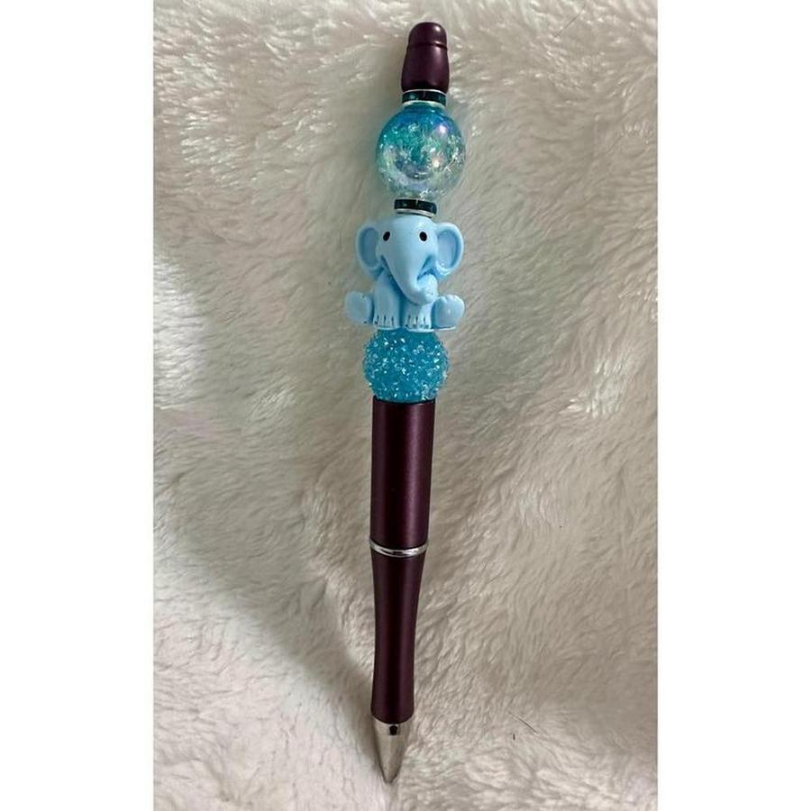 Baby Blue Elephant Beaded Pen