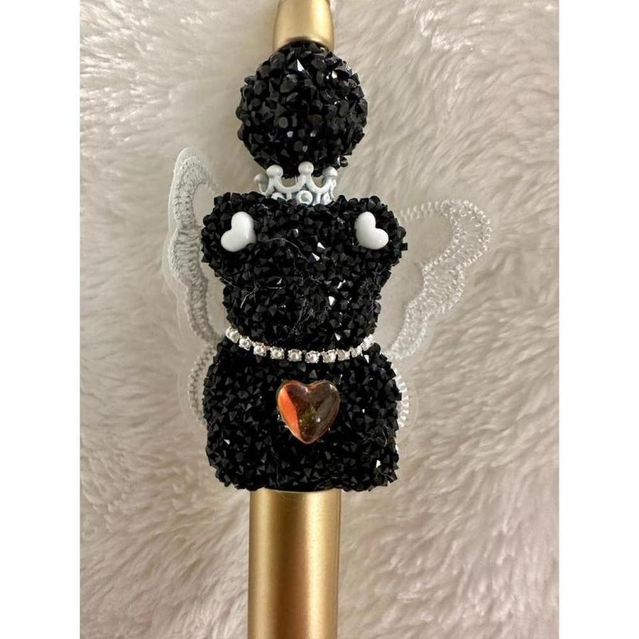 Black Fairy Bear Beaded Pen