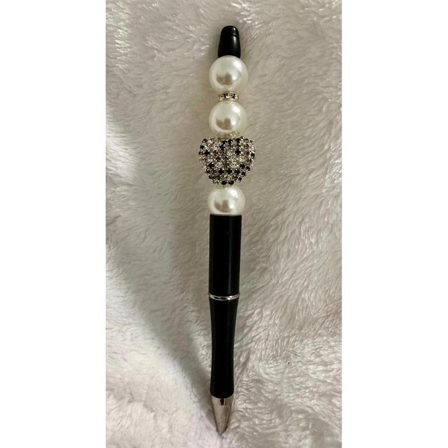 Black Heart Beaded Pen