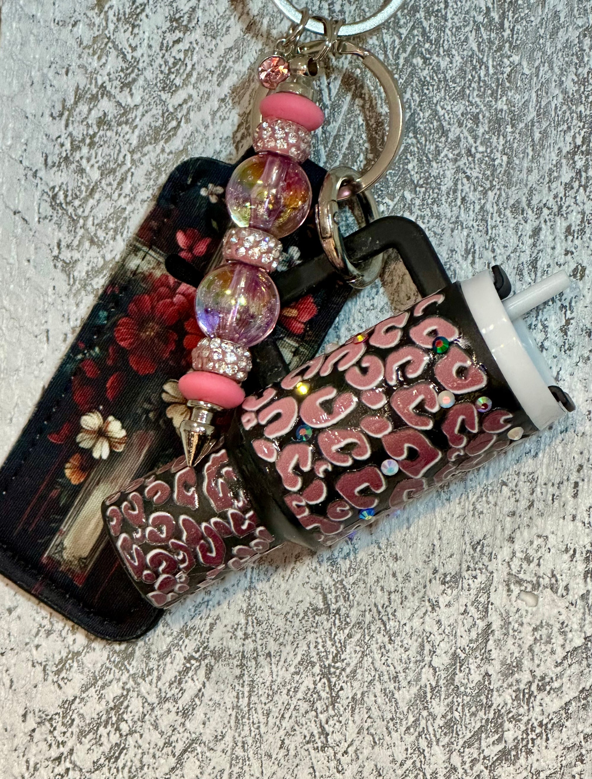 Black Leopard Designed Tumbler Keychain