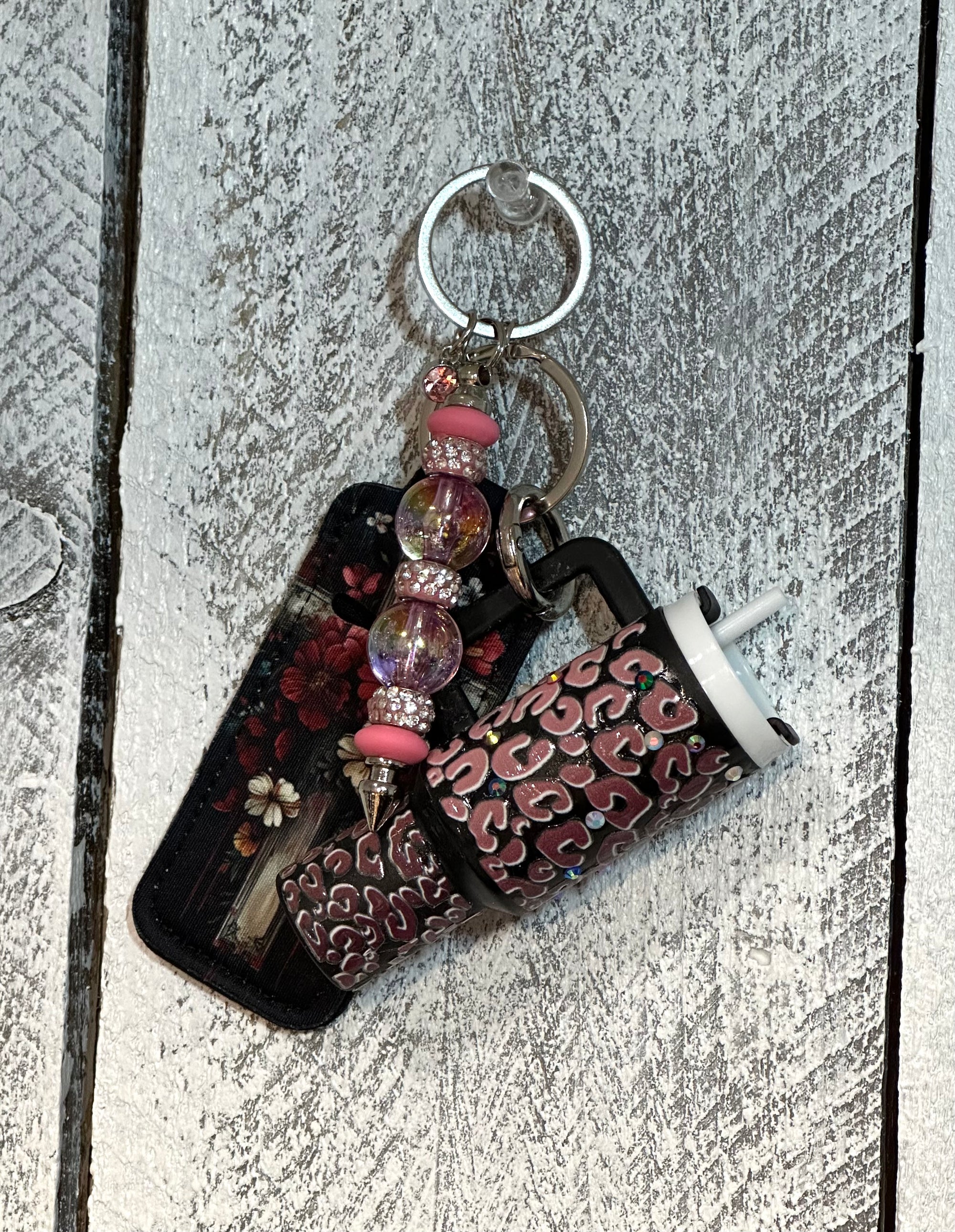 Black Leopard Designed Tumbler Keychain