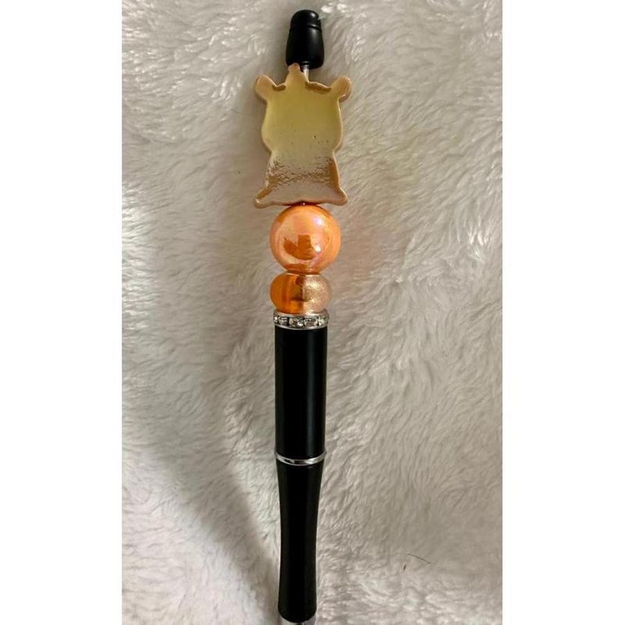 Black & Orange Capybara Beaded Pen