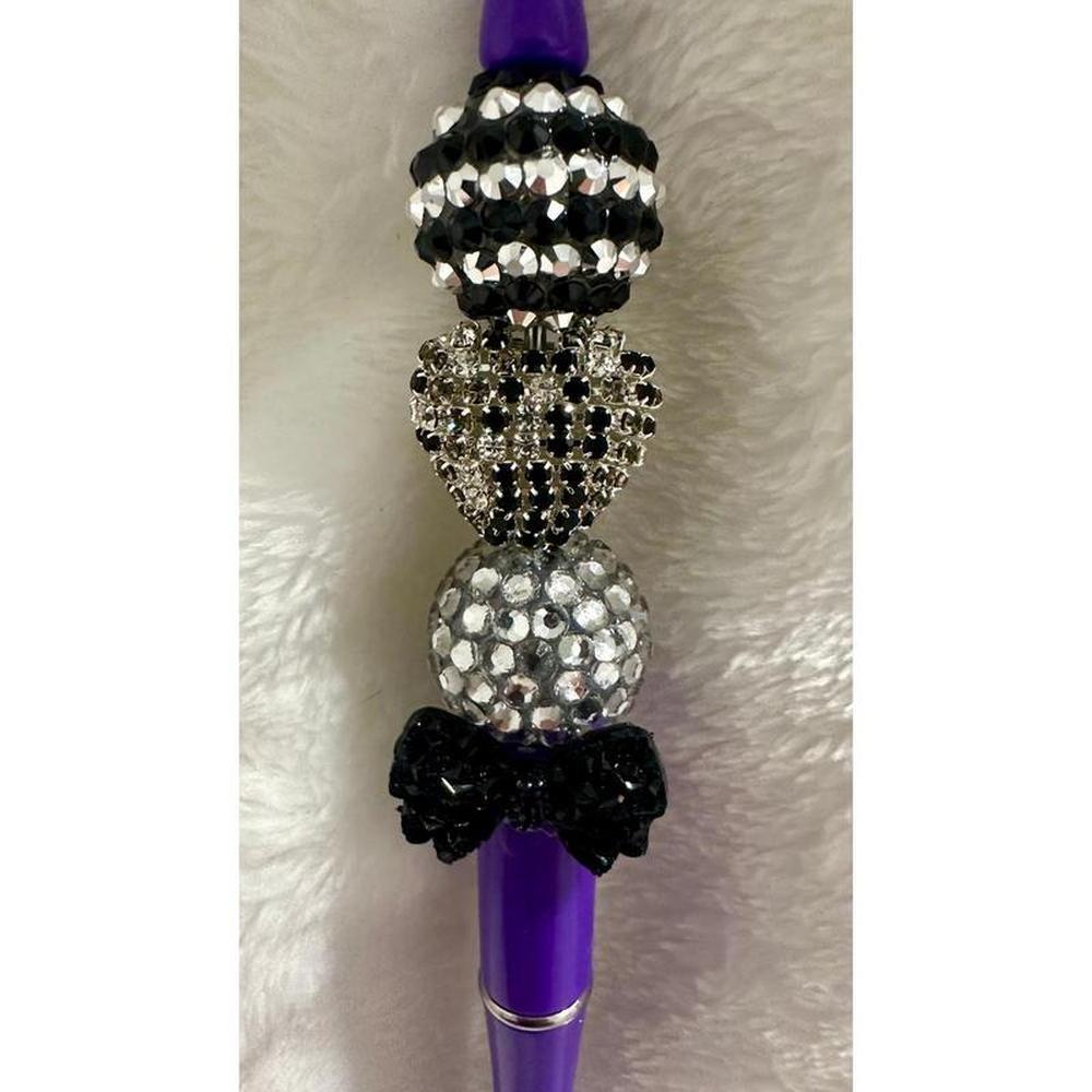 Black & Silver Disco Beaded Pen