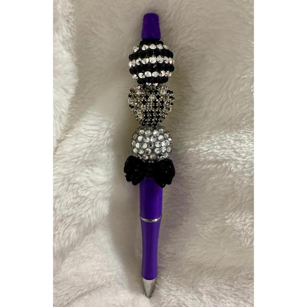 Black & Silver Disco Beaded Pen