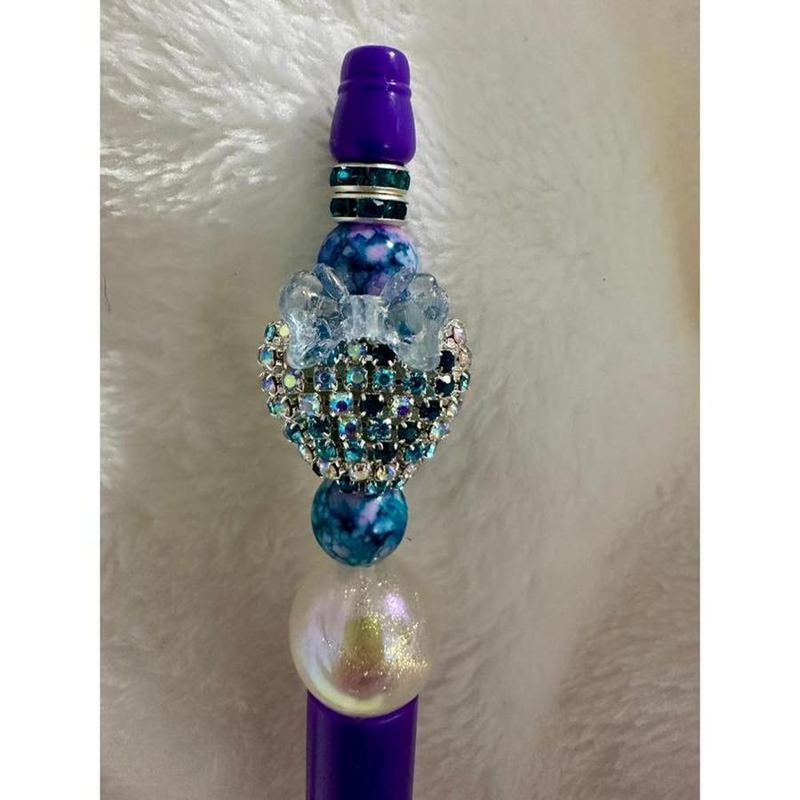 Blue Crystal Sparkles Beaded Pen