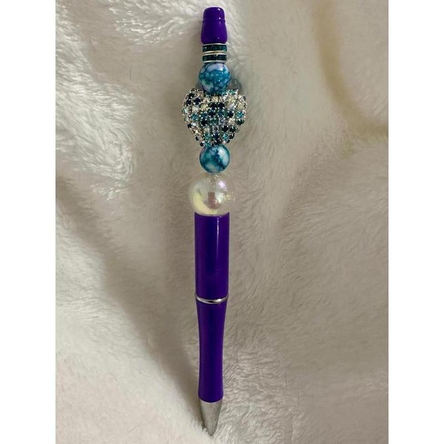 Blue Crystal Sparkles Beaded Pen