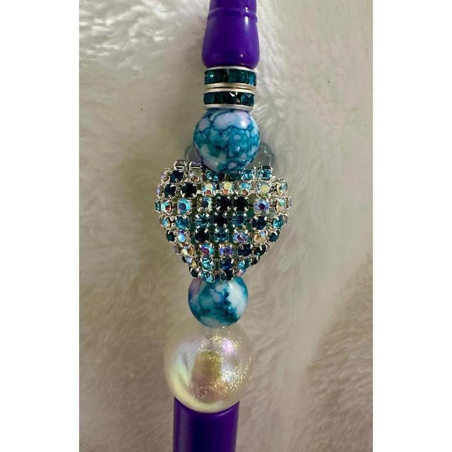 Blue Crystal Sparkles Beaded Pen