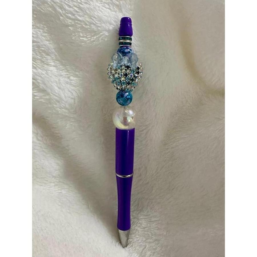 Blue Crystal Sparkles Beaded Pen