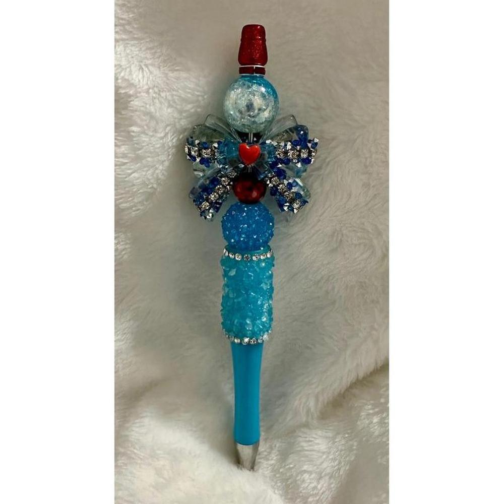 Blue Fancy Beaded Pen