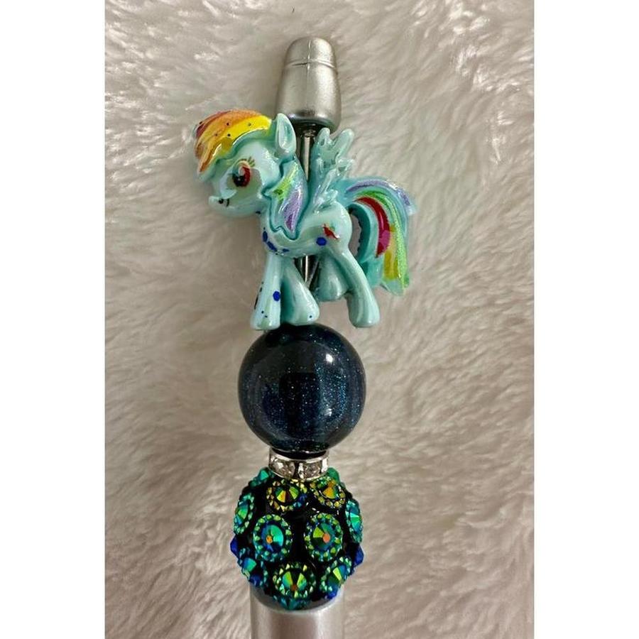 Blue Little Pony Beaded Pen