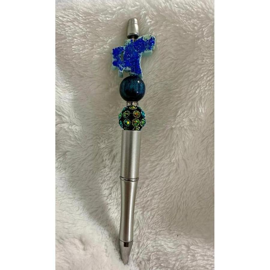 Blue Little Pony Beaded Pen