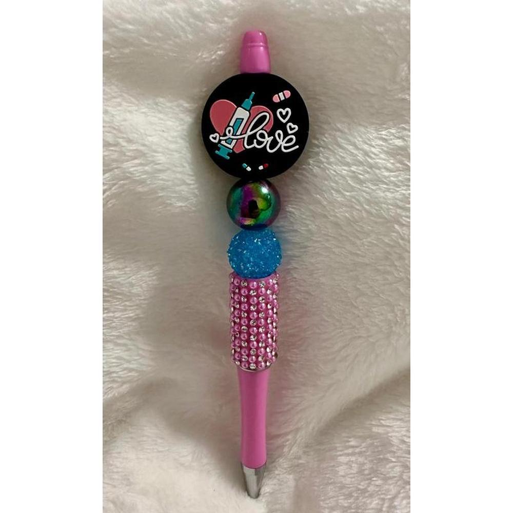 Bubbly Pink 'Love' Beaded Pen