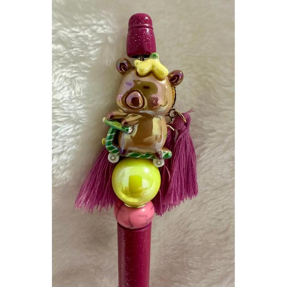 Capybara Pink Beaded Pen