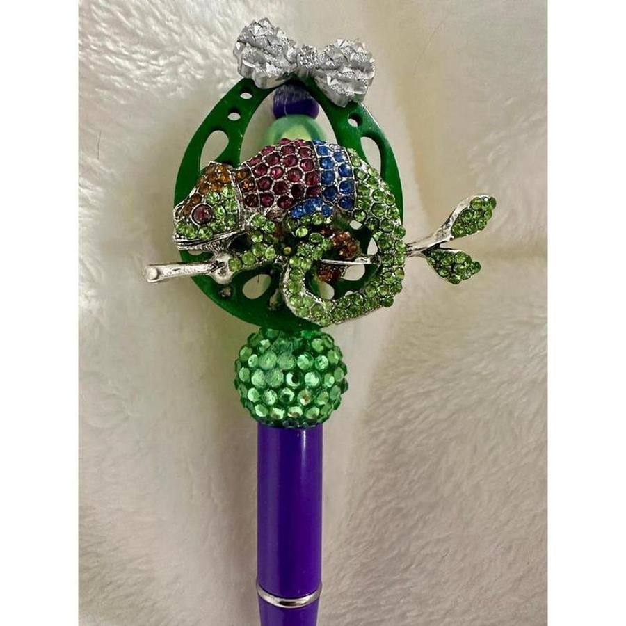Chameleon Brooch Beaded Pen