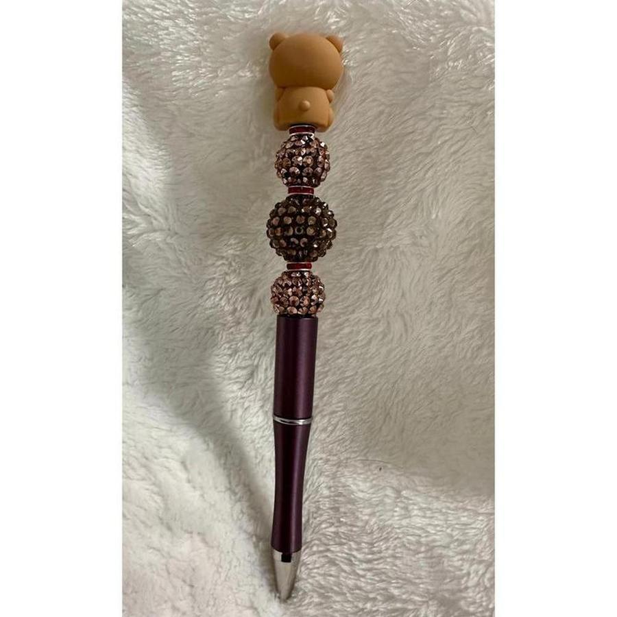 Chocolate Strawberry Bear Beaded Pen