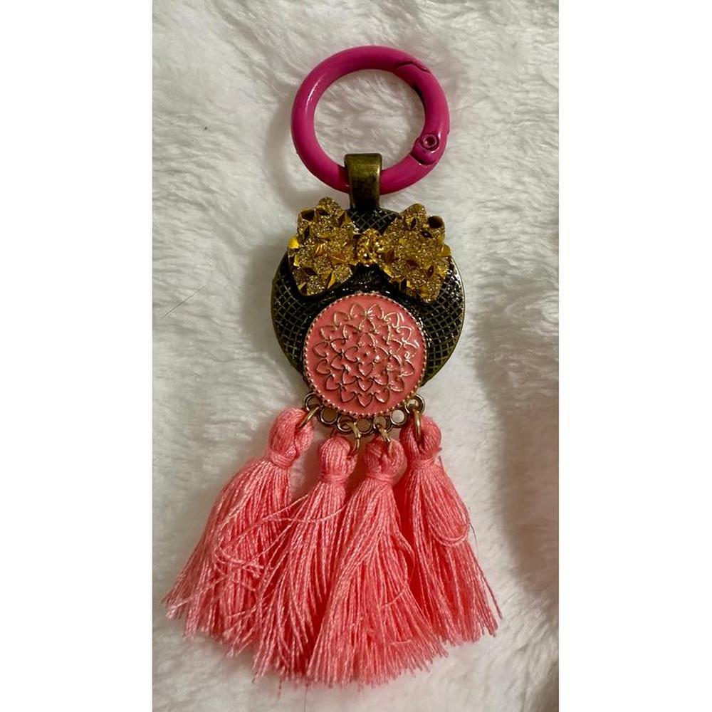 Convex Glass Guardian Angel Keychain