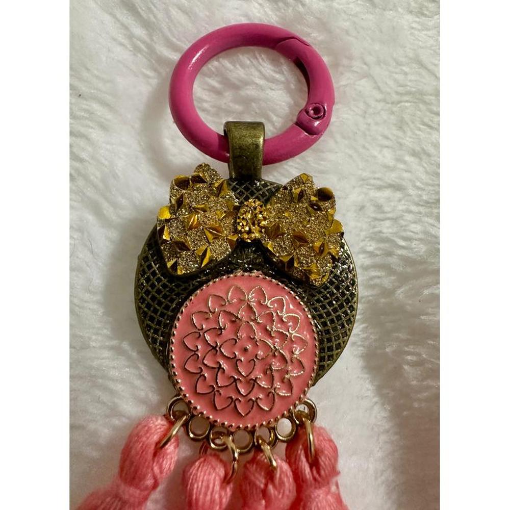Convex Glass Guardian Angel Keychain