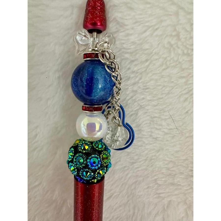 Dangly Heart Charms Beaded Pen
