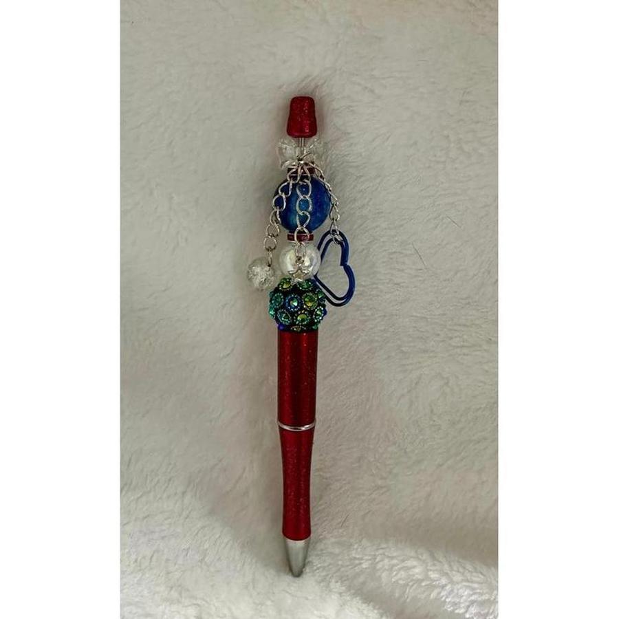 Dangly Heart Charms Beaded Pen