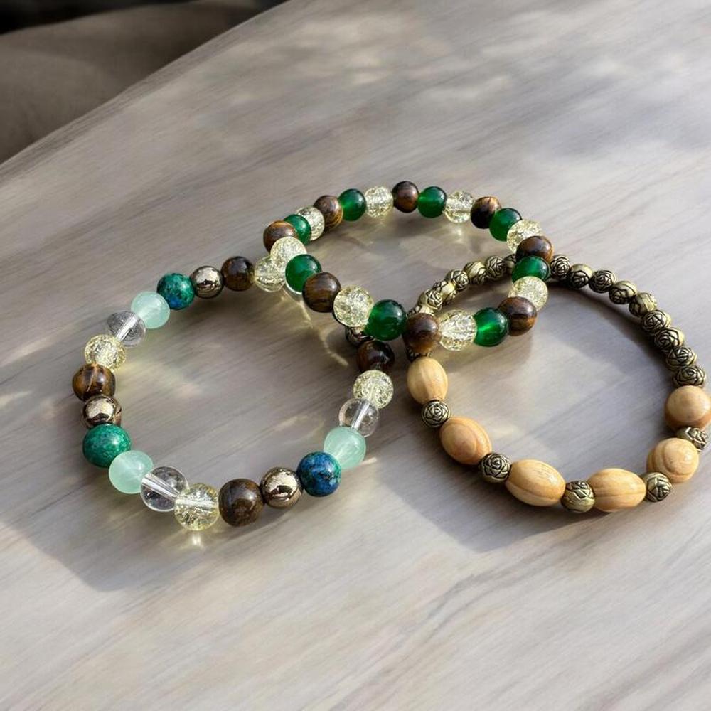 Earth Tone Beaded Bracelet Trio